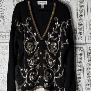 Vtg Victoria Harbor Cardigan Holiday